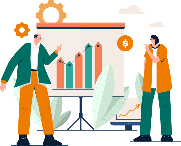 Business Woman with tablet and growth charts