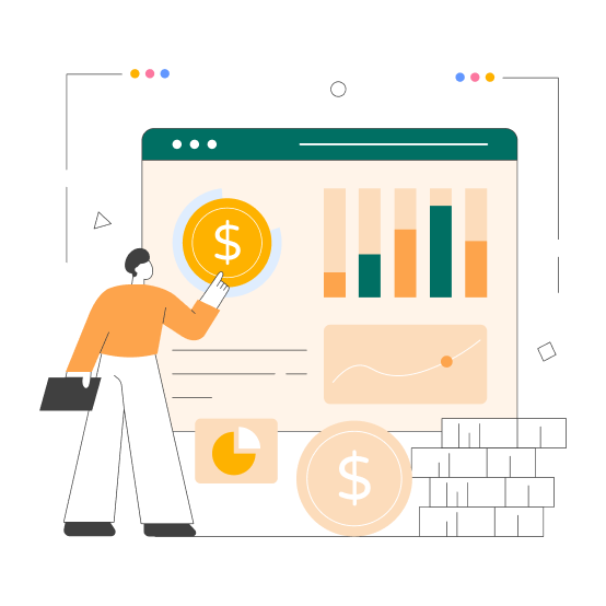 Business Woman with tablet and growth charts