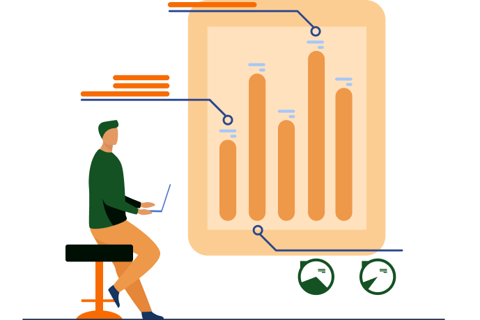 Business Woman with tablet and growth charts