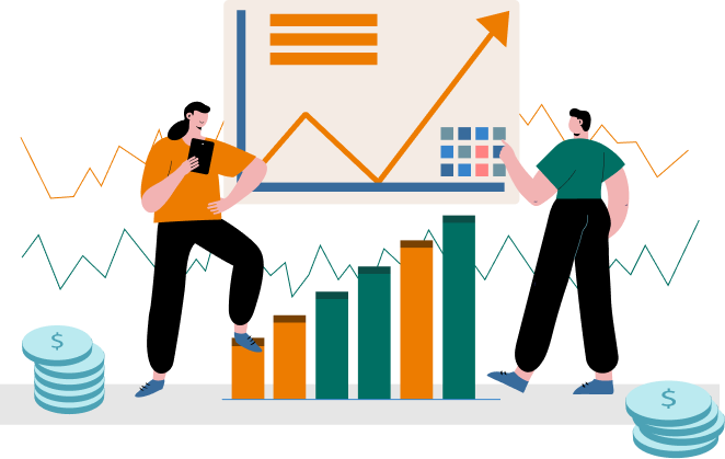 Business Woman with tablet and growth charts