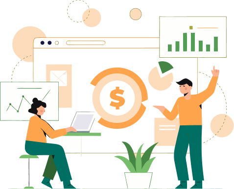 Business Woman with tablet and growth charts