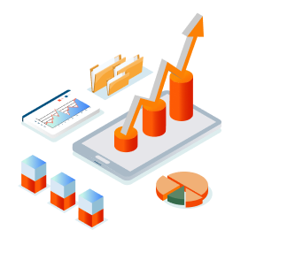 Business Woman with tablet and growth charts - Hover